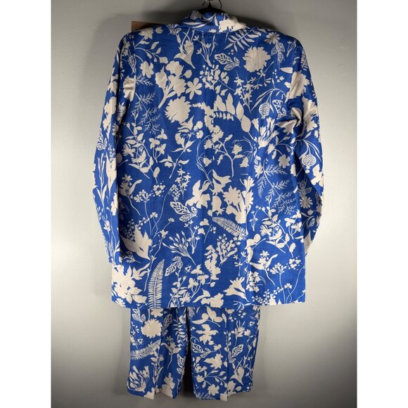 NWT Twinkle Hanspal Floral Printed Blazer Pants Set in Blue Meadow Print Size L - Picture 6 of 8